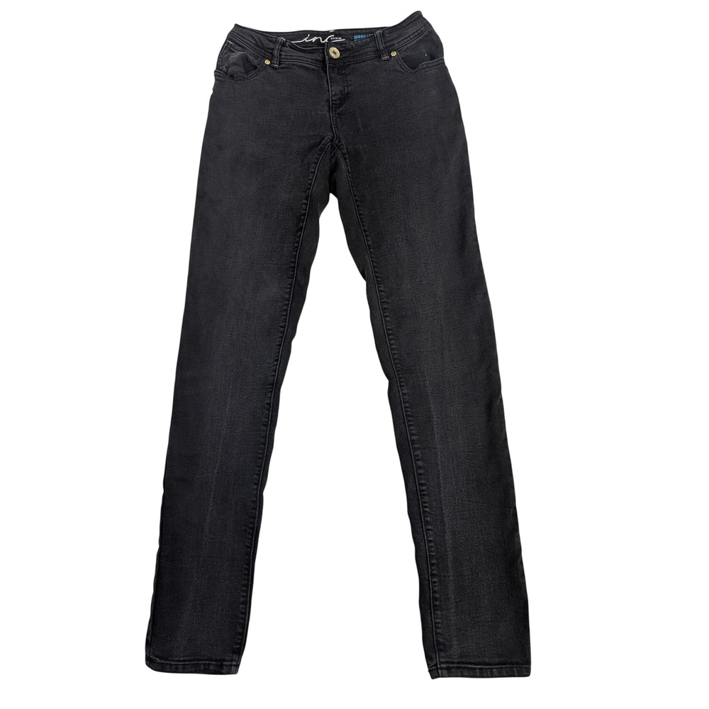 Skinny Leg Jeans INC International Concepts Women Size 2 Black Regular Fit Denim
